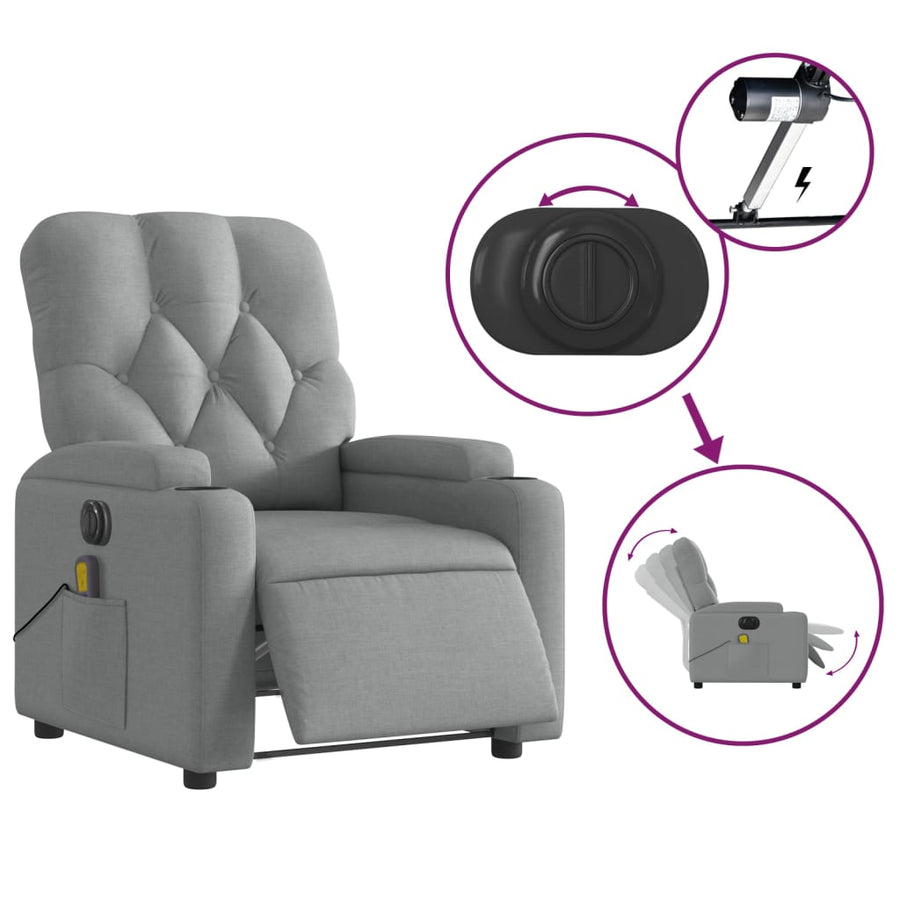 Massagestoel Stof Lichtgrijs Ja Elektrisch verstelbaar