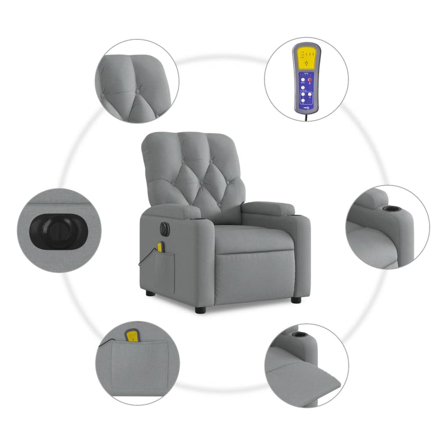 Massagestoel Stof Lichtgrijs Ja Elektrisch verstelbaar