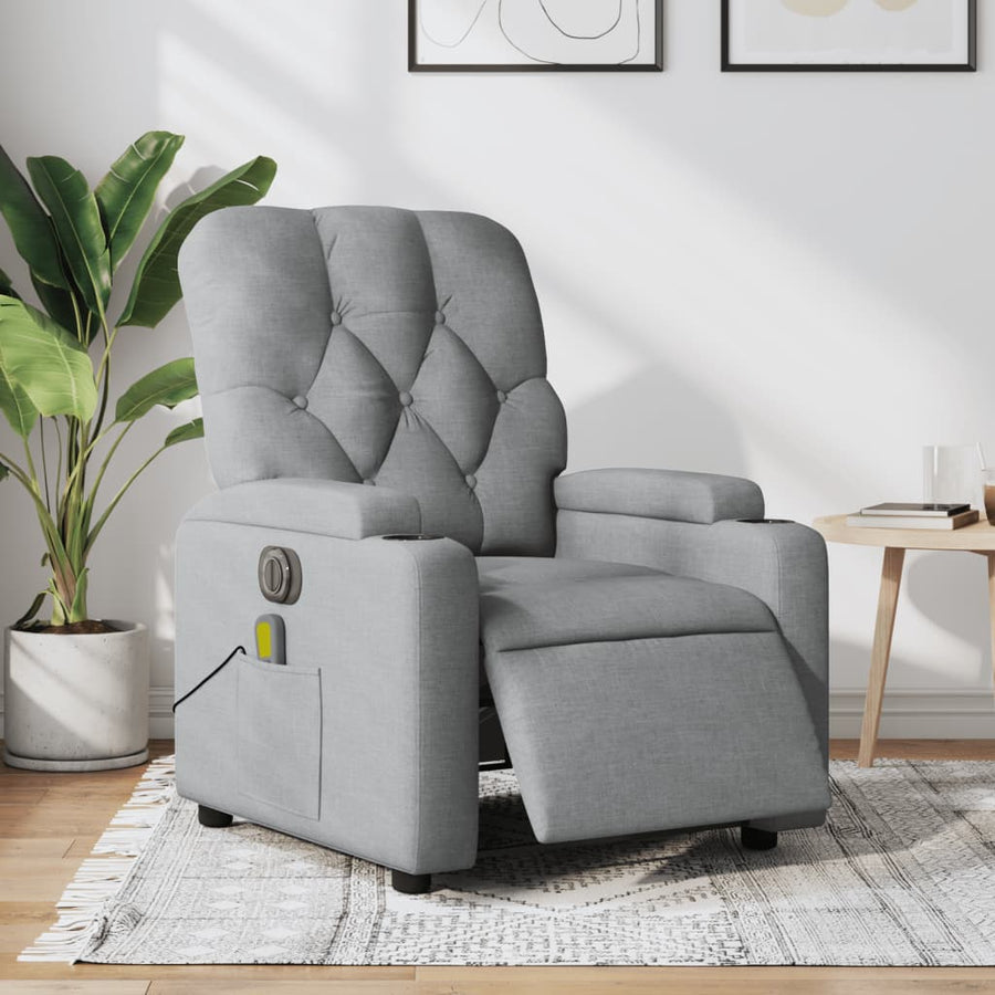 Massagestoel Stof Lichtgrijs Ja Elektrisch verstelbaar