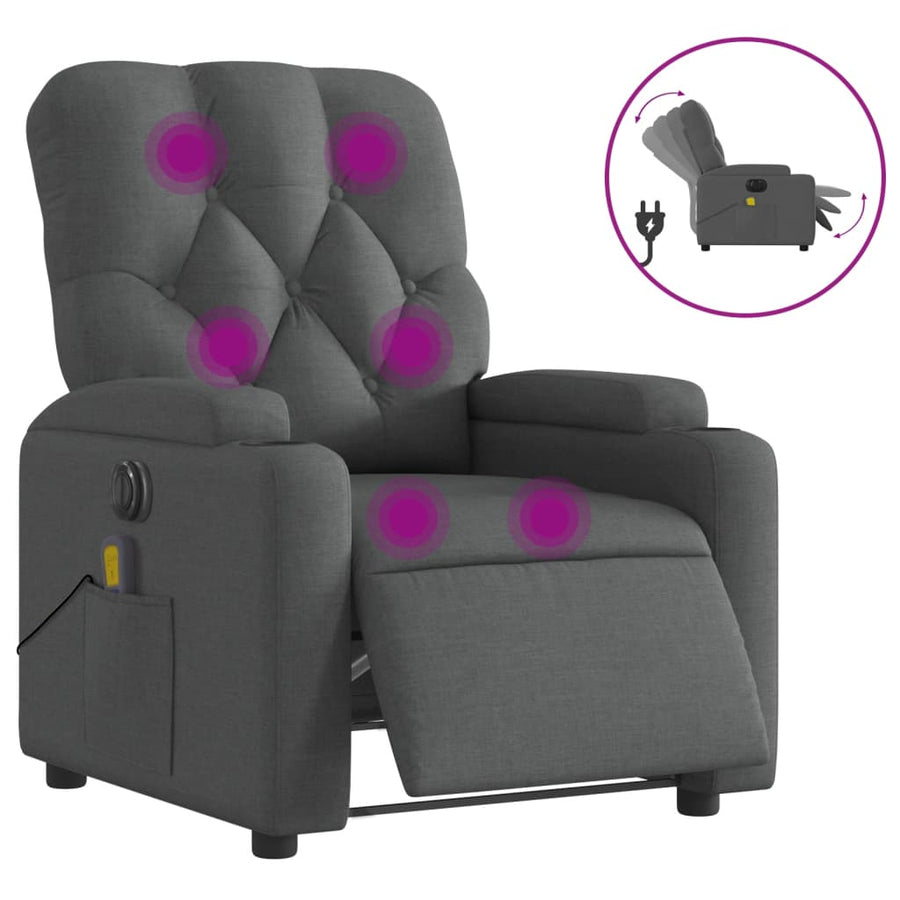 Massagestoel Stof Donkergrijs Ja Elektrisch verstelbaar