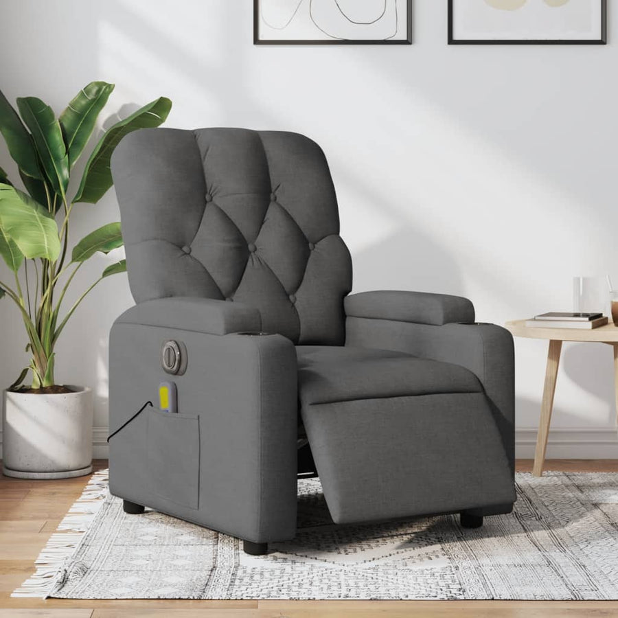 Massagestoel Stof Donkergrijs Ja Elektrisch verstelbaar