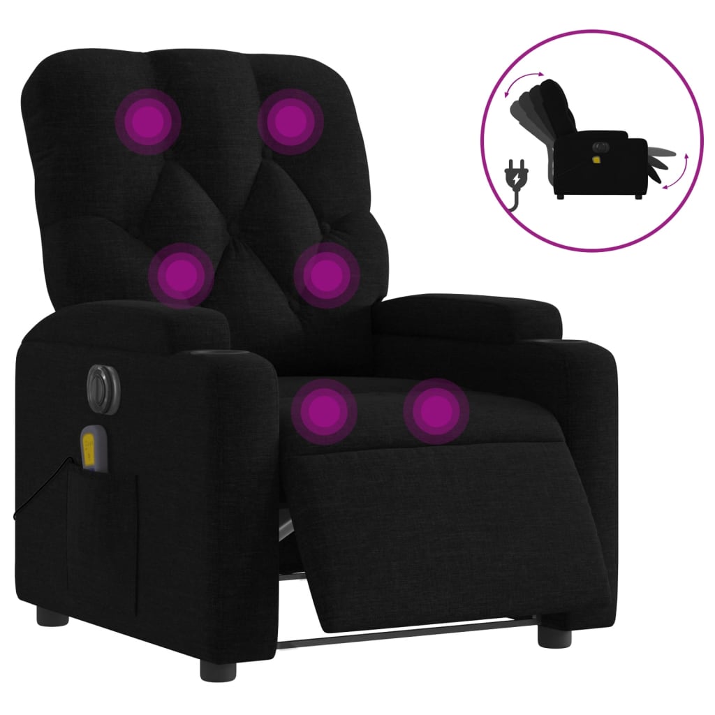 Massagestoel Stof Zwart Ja Elektrisch verstelbaar