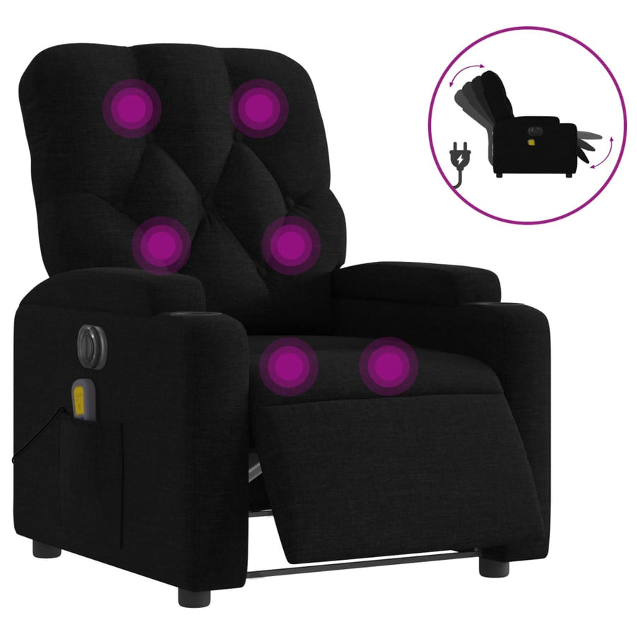 Massagestoel Stof Zwart Ja Elektrisch verstelbaar