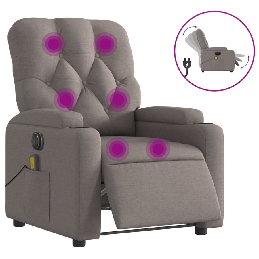 Massagestoel Stof Taupe Ja Elektrisch verstelbaar