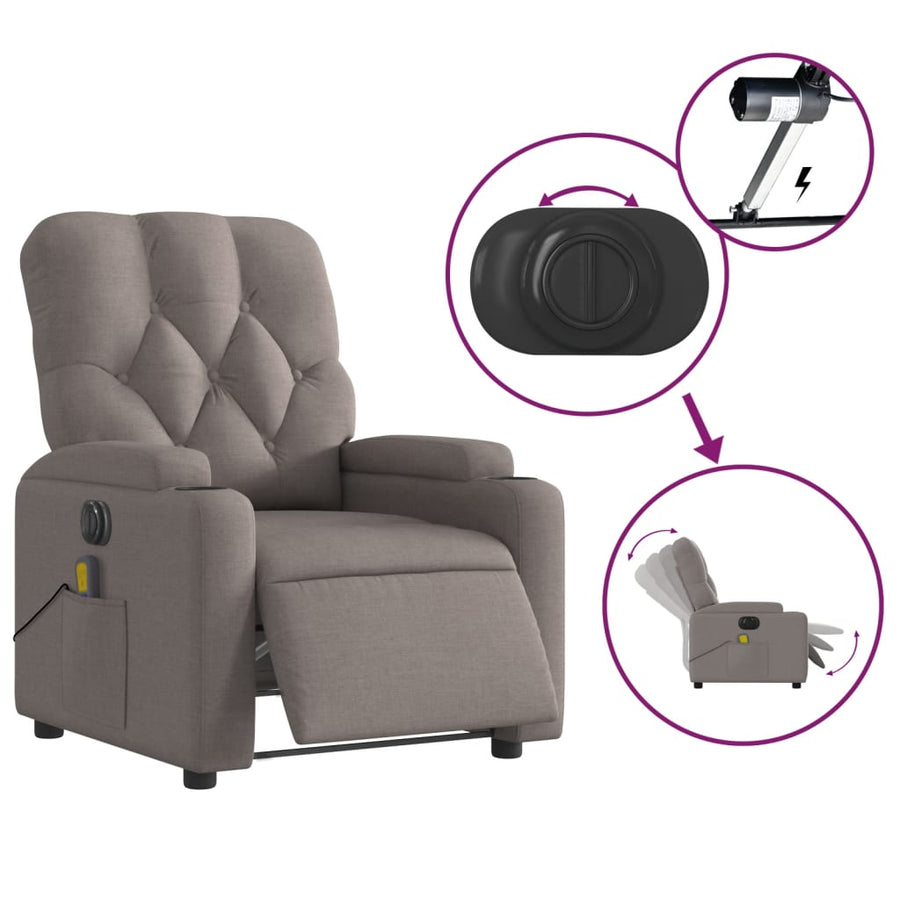 Massagestoel Stof Taupe Ja Elektrisch verstelbaar