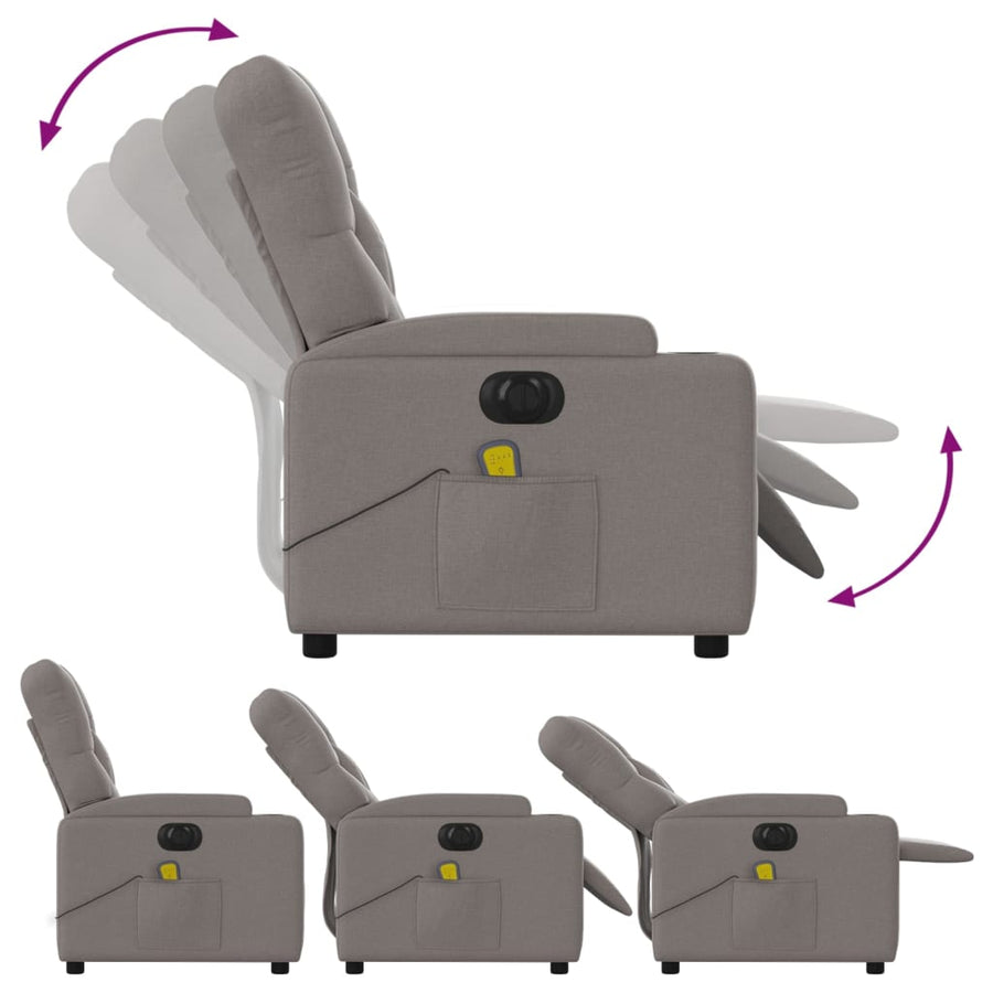 Massagestoel Stof Taupe Ja Elektrisch verstelbaar