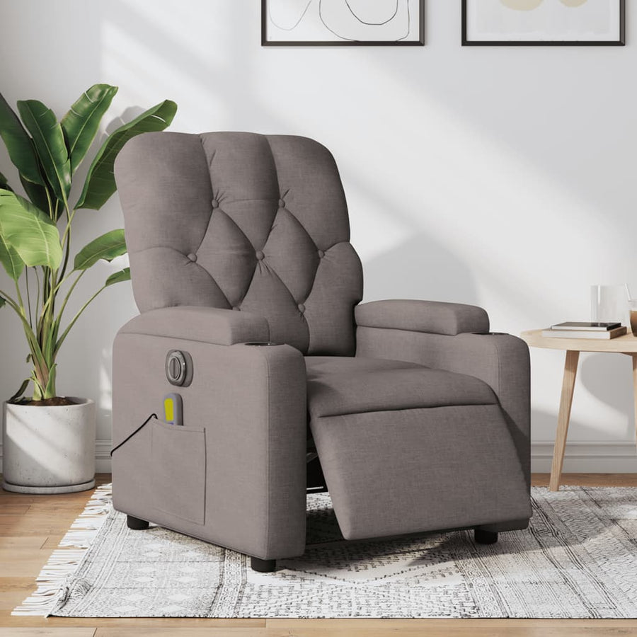 Massagestoel Stof Taupe Ja Elektrisch verstelbaar
