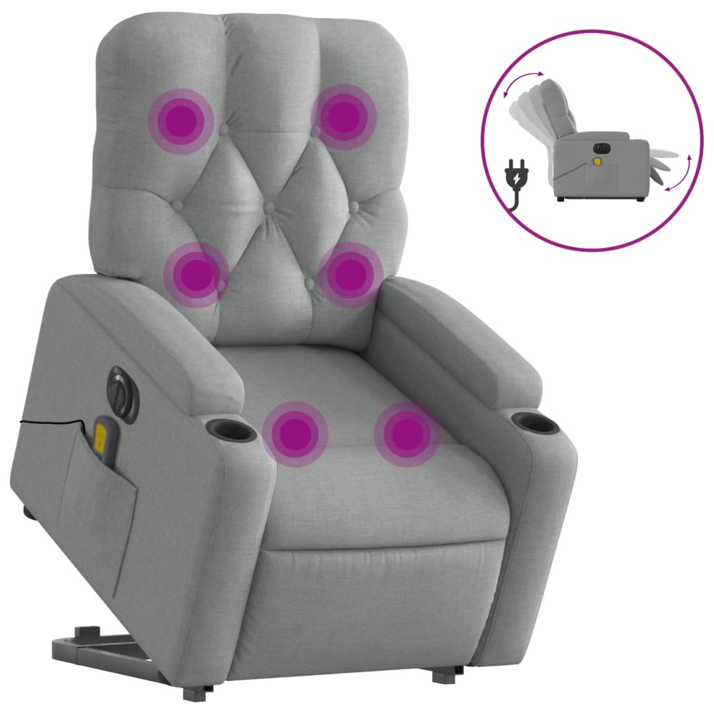 Sta-Op-Massagestoel Stof Lichtgrijs Ja Elektrisch verstelbaar
