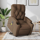 Lift-recline massage chair electric adjustable fabric brown