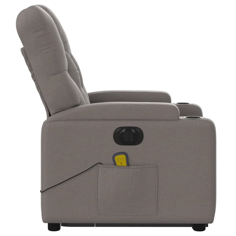 Sta-Op-Massagestoel Stof Taupe Ja Elektrisch verstelbaar