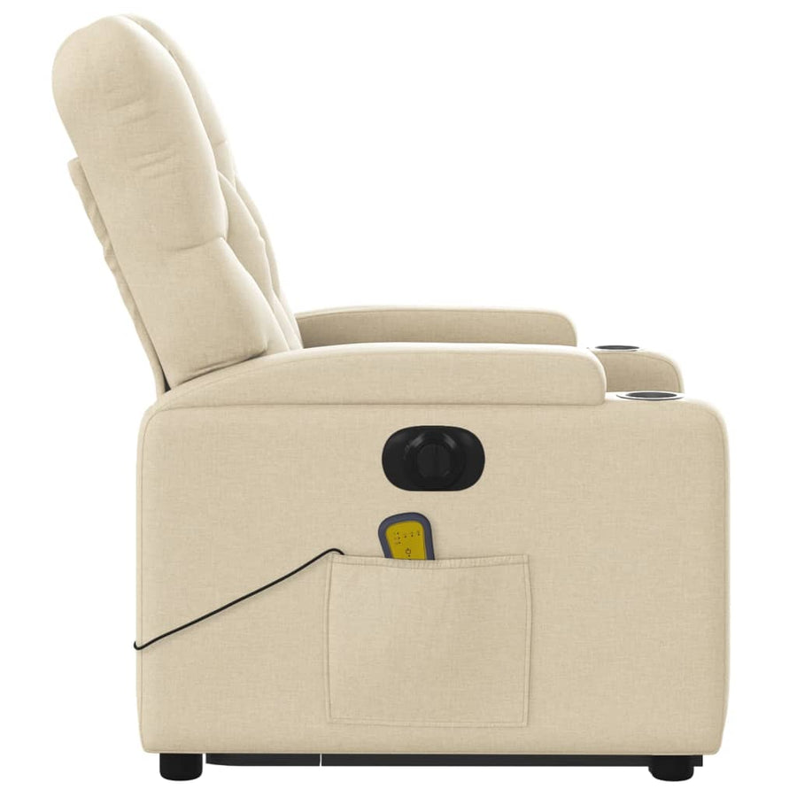 Sta-Op-Massagestoel Stof Kleurig Crème Ja Elektrisch verstelbaar
