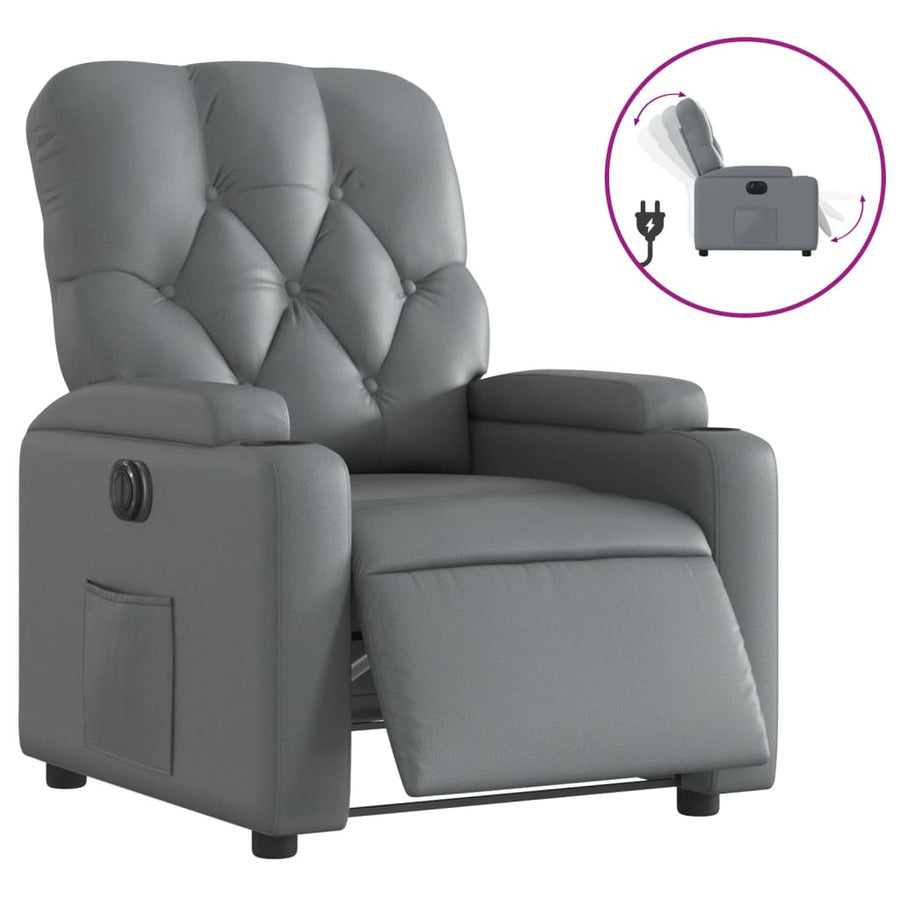 Fauteuil verstelbaar elektrisch kunstleer grijs 1 Nee
