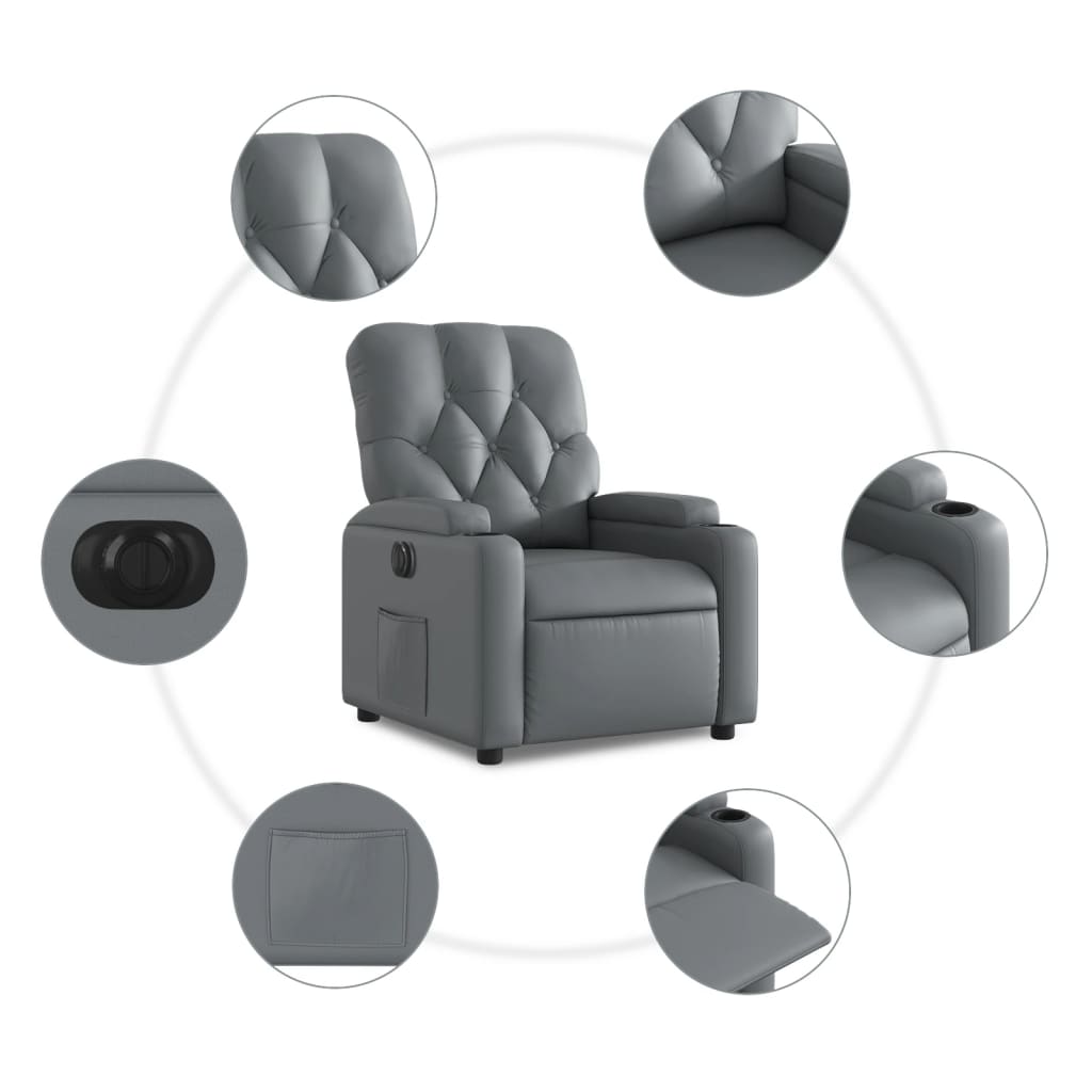 Fauteuil verstelbaar elektrisch kunstleer grijs 1 Nee