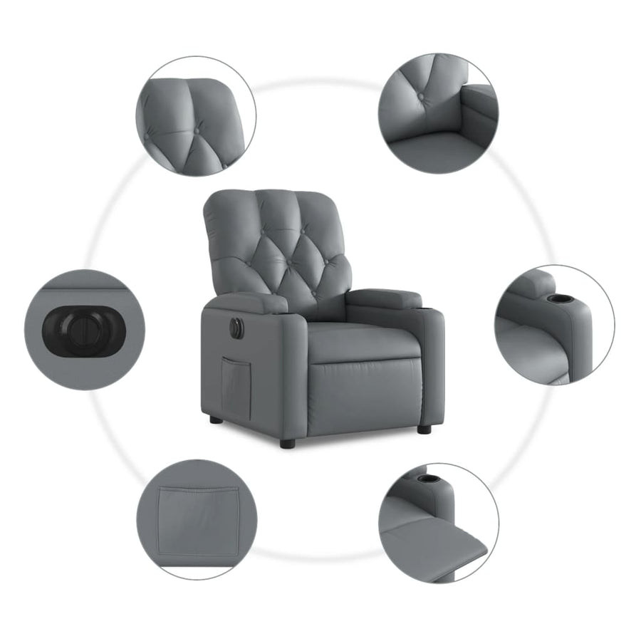 Fauteuil verstelbaar elektrisch kunstleer grijs 1 Nee