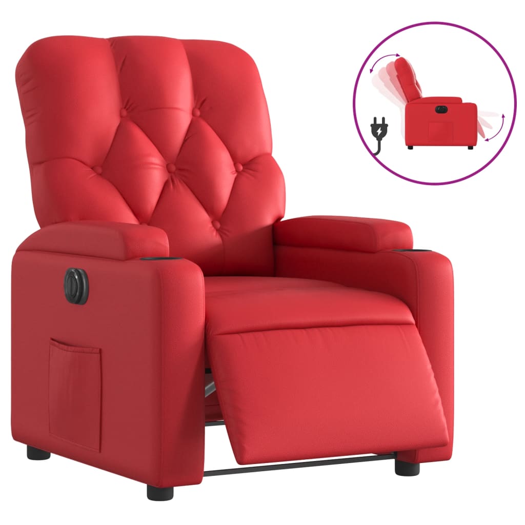 Fauteuil verstelbaar elektrisch kunstleer rood