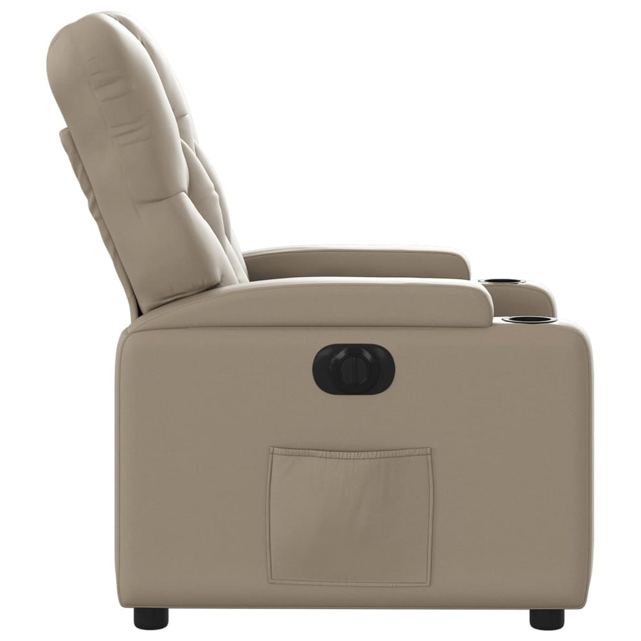 Fauteuil verstelbaar elektrisch kunstleer cappuccinokleurig