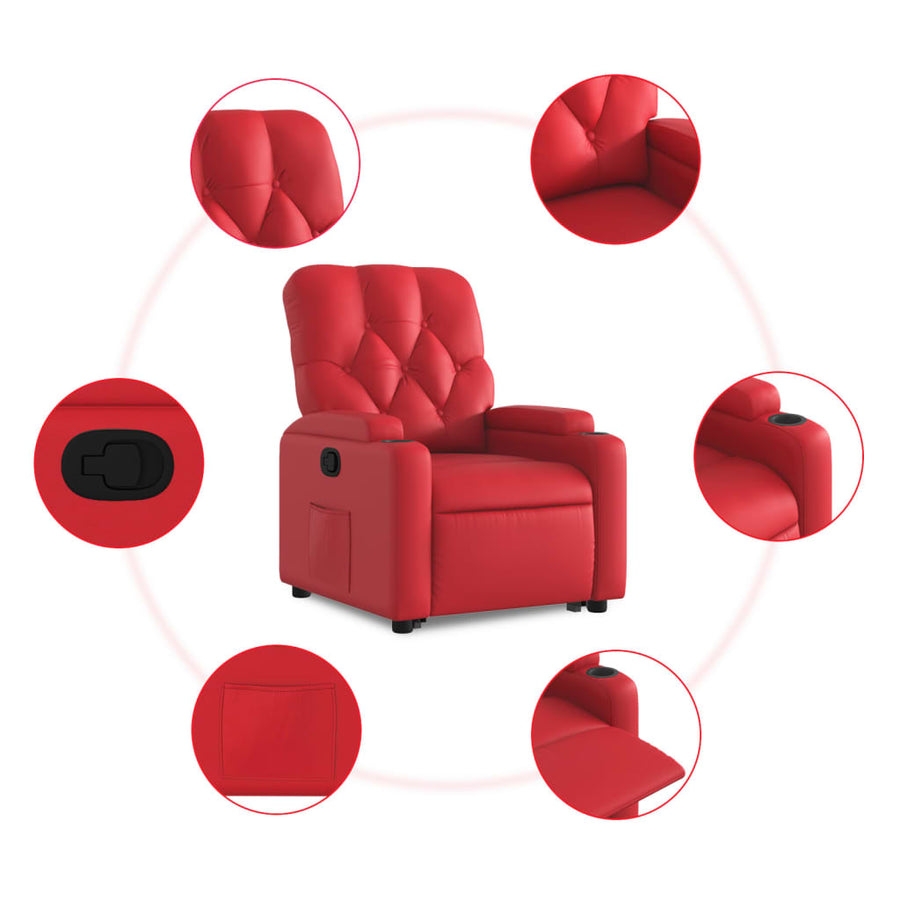 Sta-op-stoel kunstleer rood