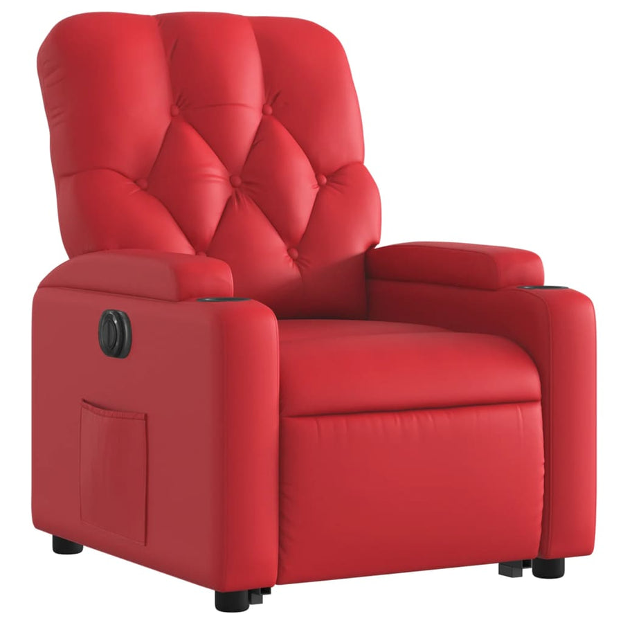 Sta-op-stoel elektrisch kunstleer rood