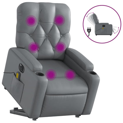 Sta-Op-Massagestoel Elektrisch Kunstleer Grijs Ja Elektrisch verstelbaar