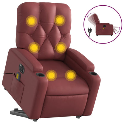 Sta-op-massagestoel elektrisch kunstleer wijnrood