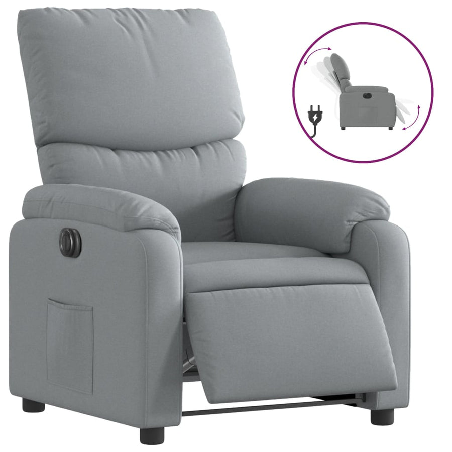 Fauteuil elektrisch verstelbaar stof lichtgrijs Nee Elektrisch verstelbaar
