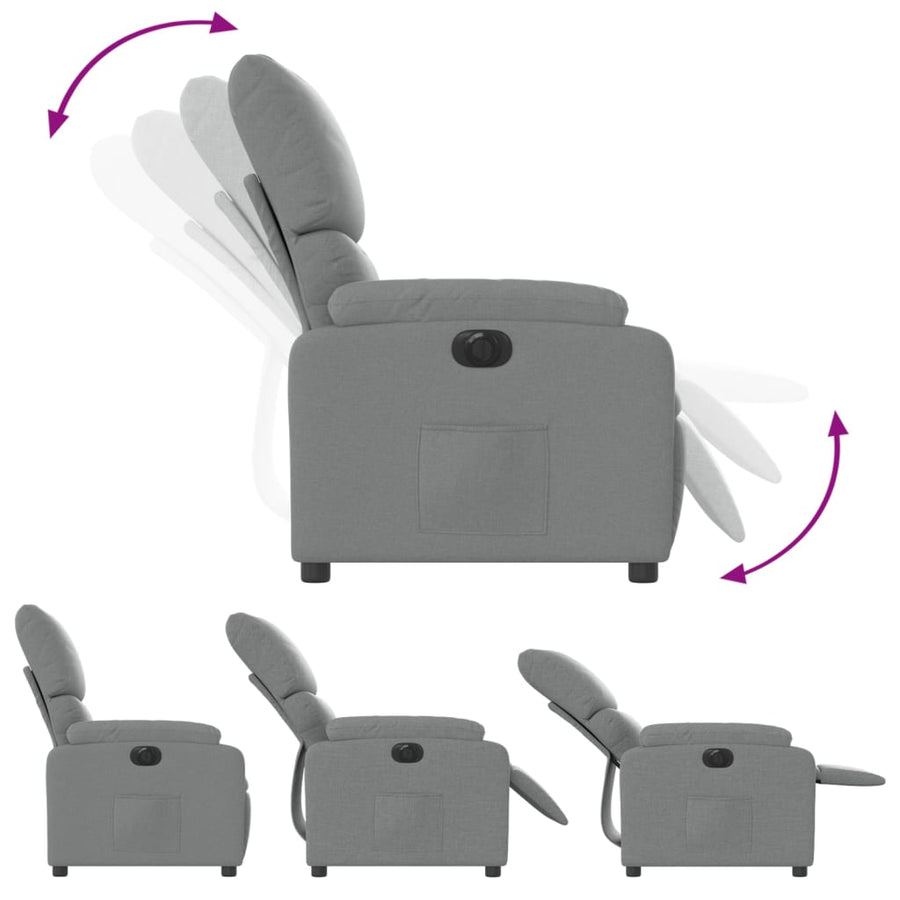Fauteuil elektrisch verstelbaar stof lichtgrijs Nee Elektrisch verstelbaar