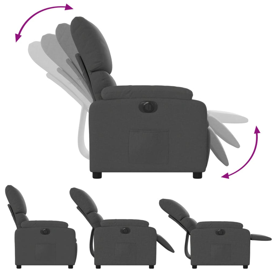 Fauteuil elektrisch verstelbaar stof donkergrijs Nee Elektrisch verstelbaar