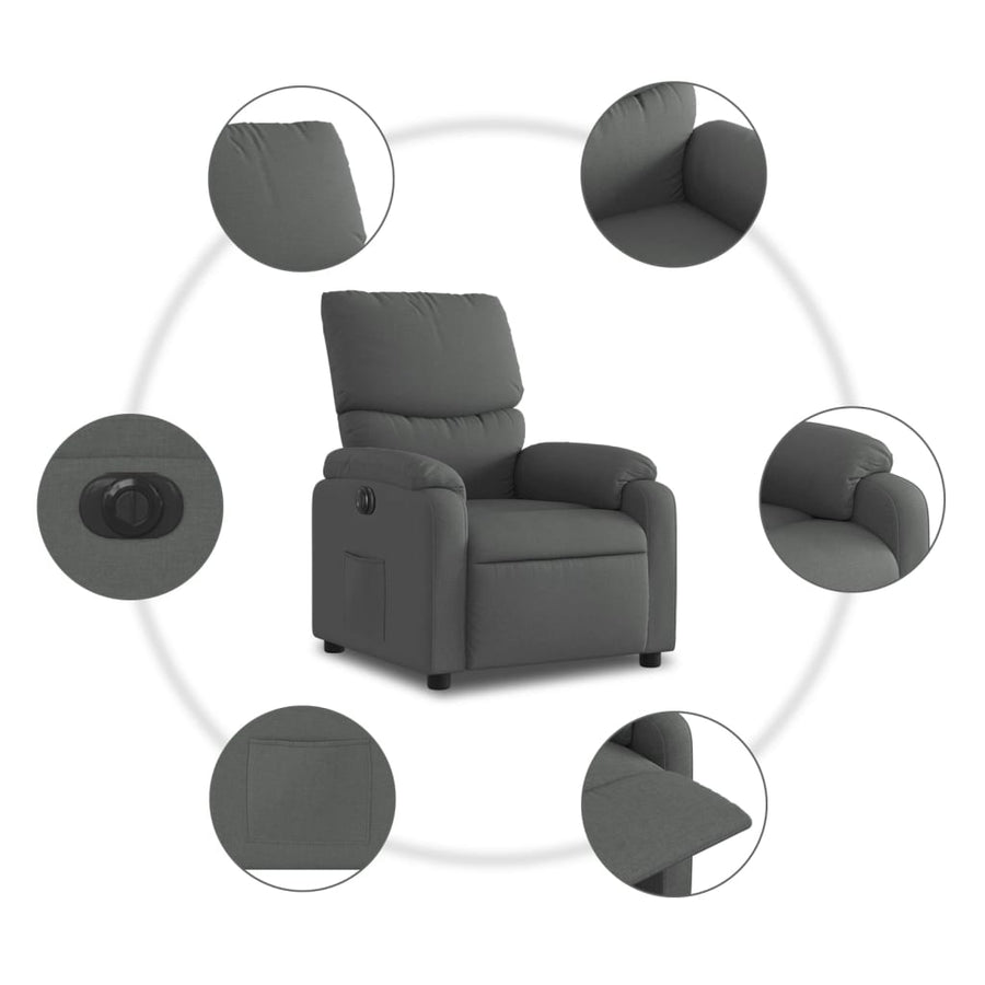 Fauteuil elektrisch verstelbaar stof donkergrijs Nee Elektrisch verstelbaar