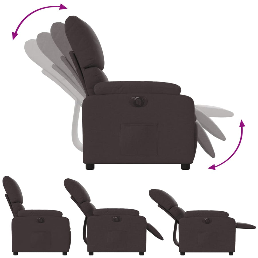 Fauteuil verstelbaar elektrisch stof donkerbruin 1 Nee