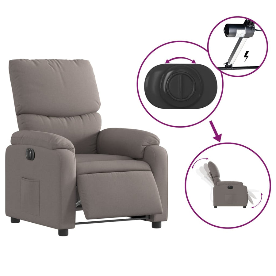 Fauteuil verstelbaar elektrisch stof taupe Nee Elektrisch verstelbaar