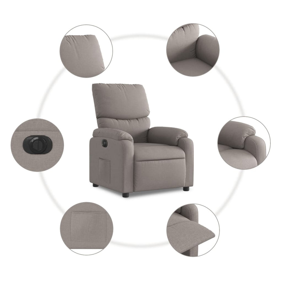 Fauteuil verstelbaar elektrisch stof taupe Nee Elektrisch verstelbaar
