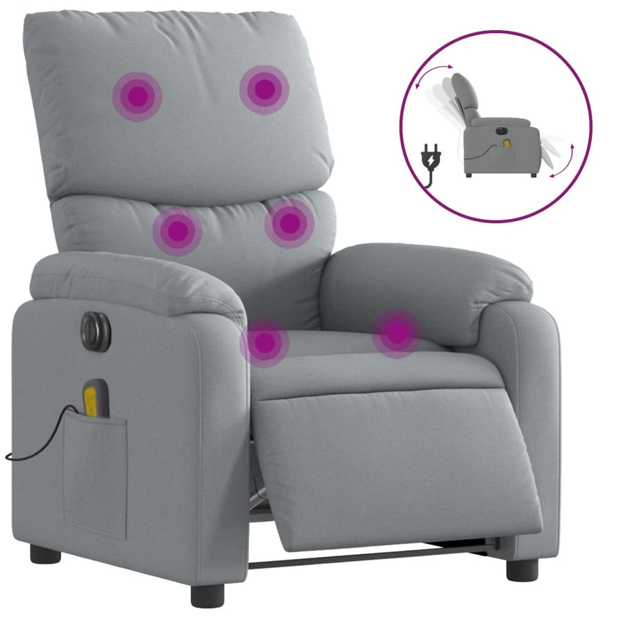 Massagestoel Stof Lichtgrijs Ja Elektrisch verstelbaar