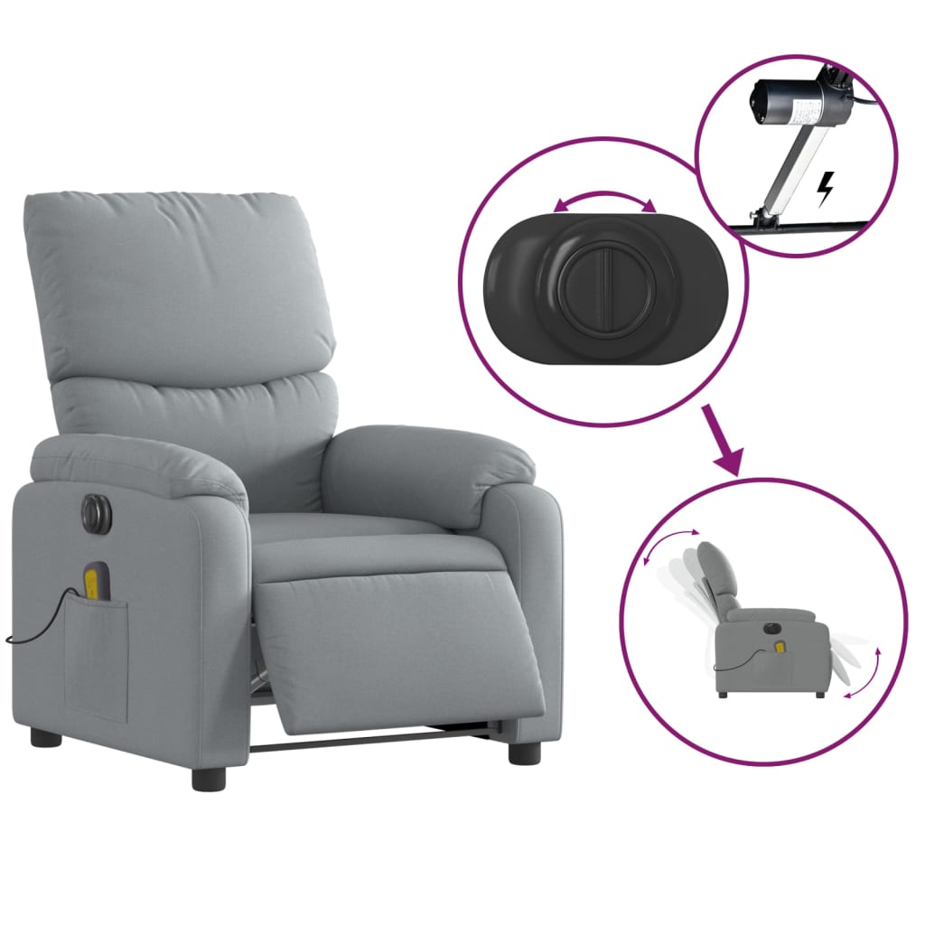 Massagestoel Stof Lichtgrijs Ja Elektrisch verstelbaar