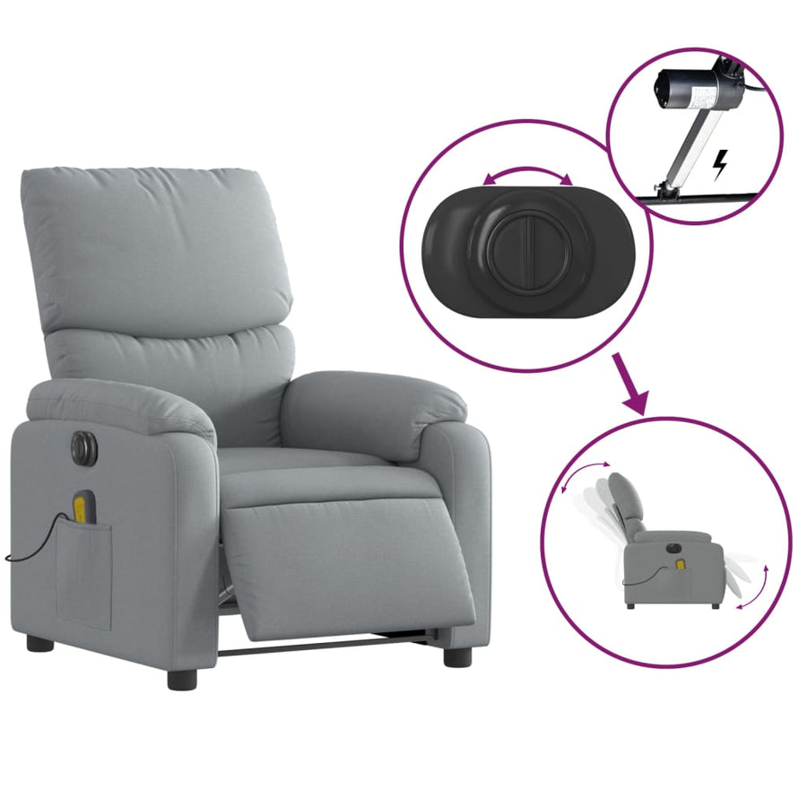Massagestoel Stof Lichtgrijs Ja Elektrisch verstelbaar