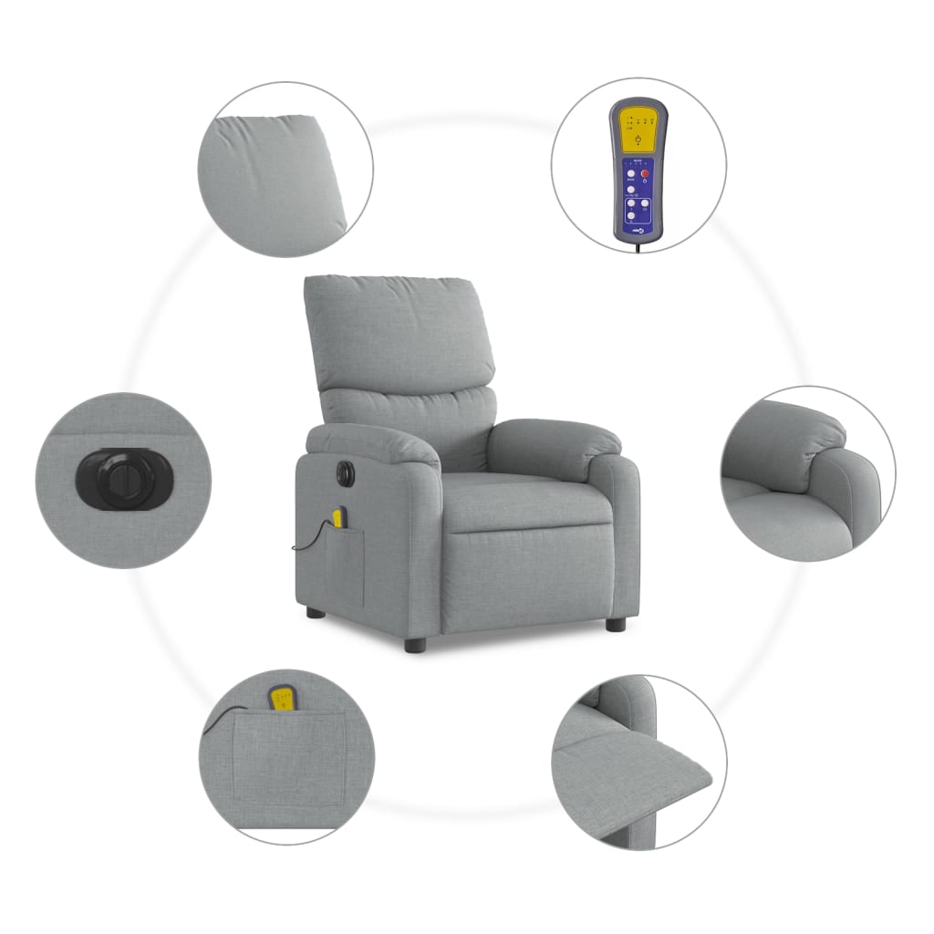 Massagestoel Stof Lichtgrijs Ja Elektrisch verstelbaar