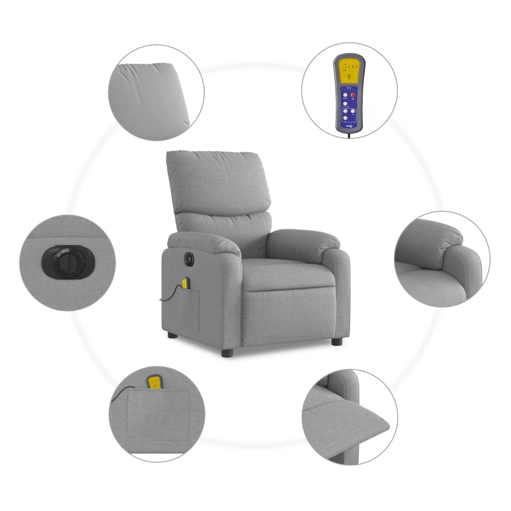 Massagestoel Stof Lichtgrijs Ja Elektrisch verstelbaar