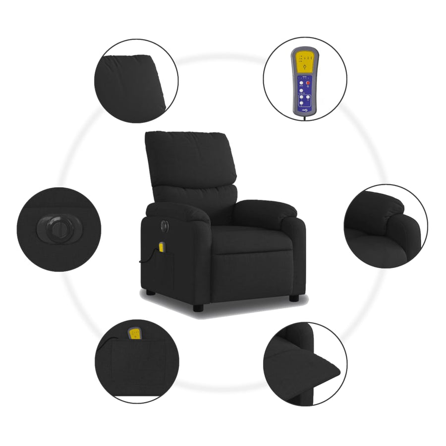 Massagestoel Stof Zwart Ja Elektrisch verstelbaar
