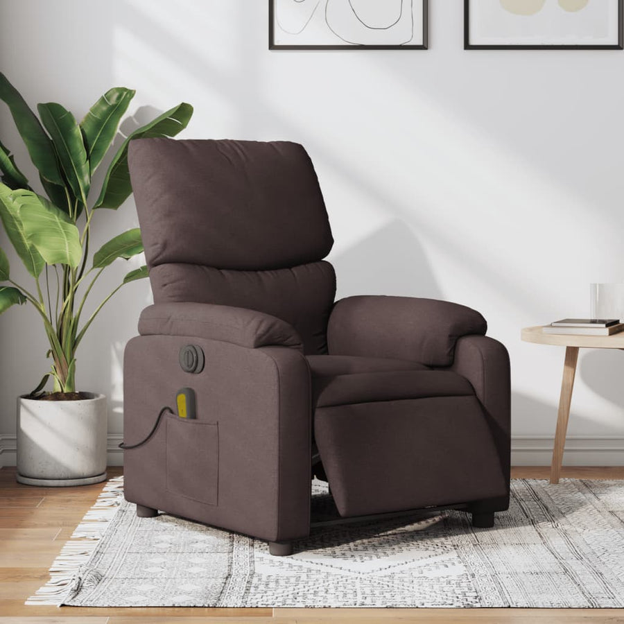Massagestoel Stof Donkerbruin Ja Elektrisch verstelbaar