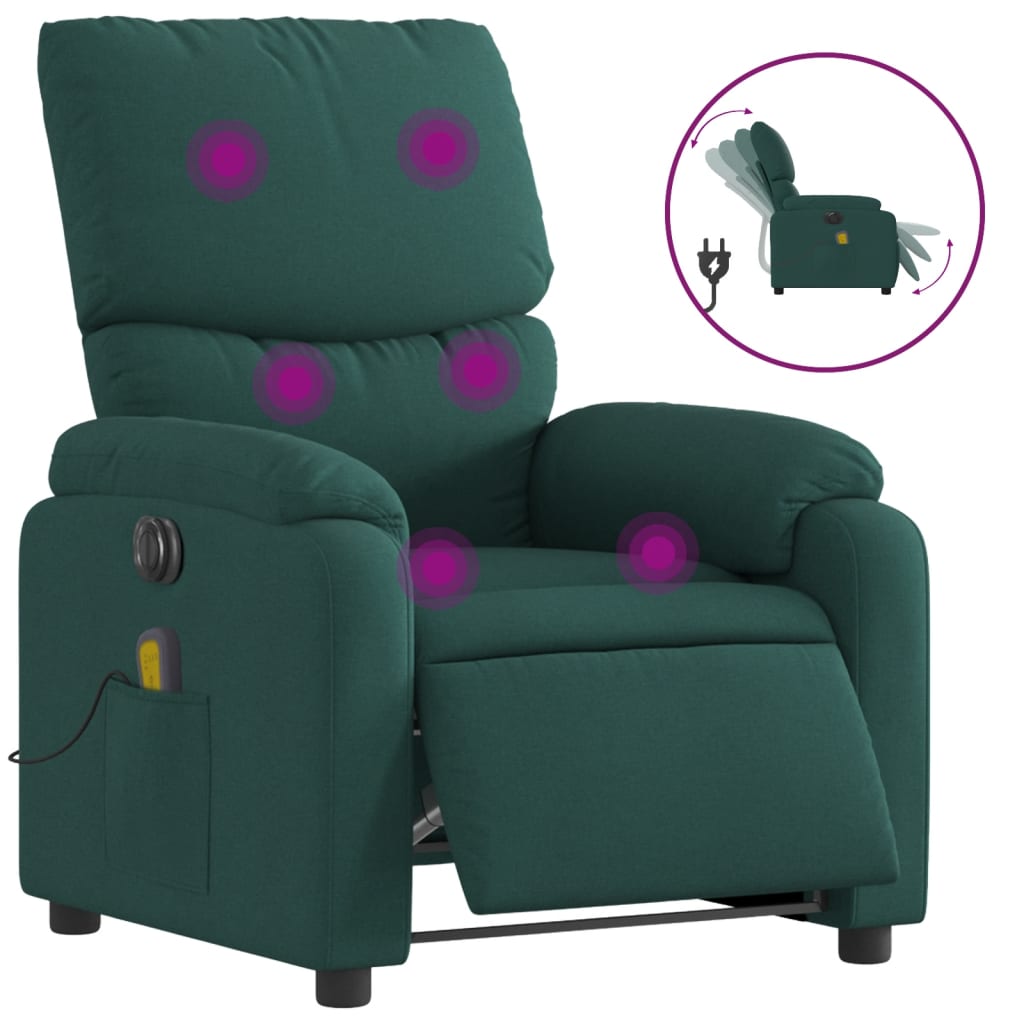 Massagestoel Stof Donkergroen Ja Elektrisch verstelbaar