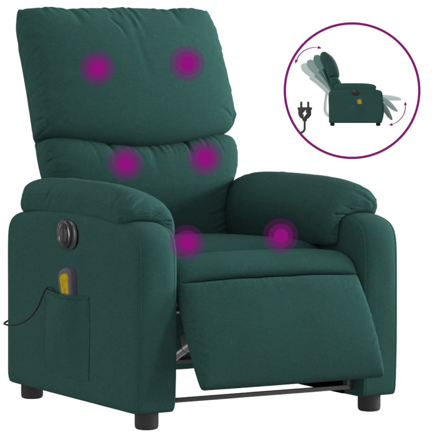 Massagestoel Stof Donkergroen Ja Elektrisch verstelbaar