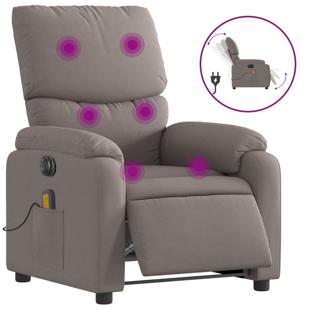 Massagestoel Stof Taupe Ja Elektrisch verstelbaar