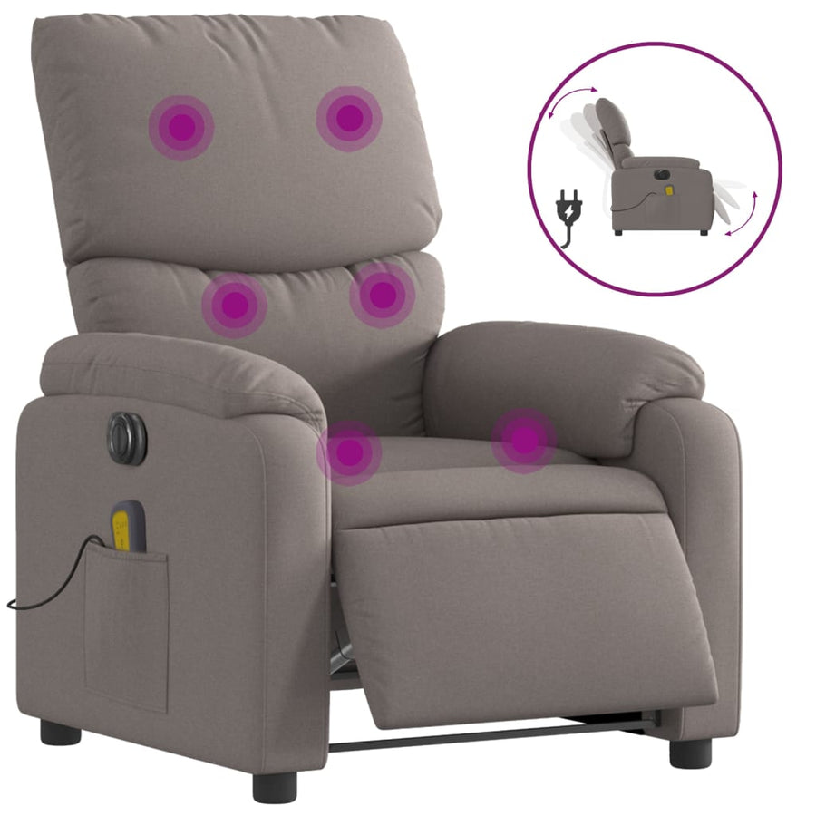 Massagestoel Stof Taupe Ja Elektrisch verstelbaar