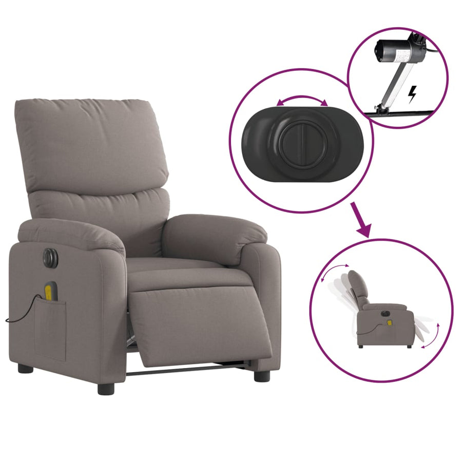 Massagestoel Stof Taupe Ja Elektrisch verstelbaar