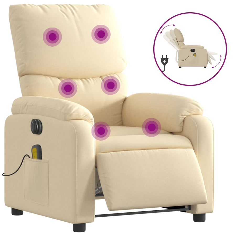 Massagestoel Stof Kleurig Crème Ja Elektrisch verstelbaar
