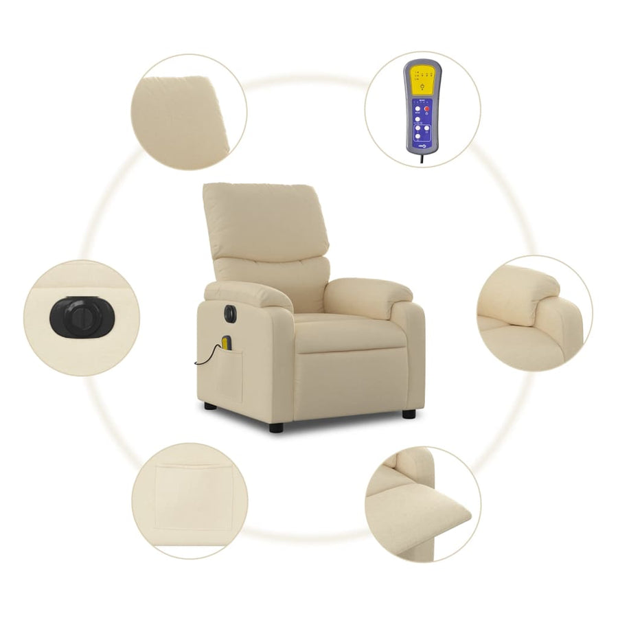Massagestoel Stof Kleurig Crème Ja Elektrisch verstelbaar