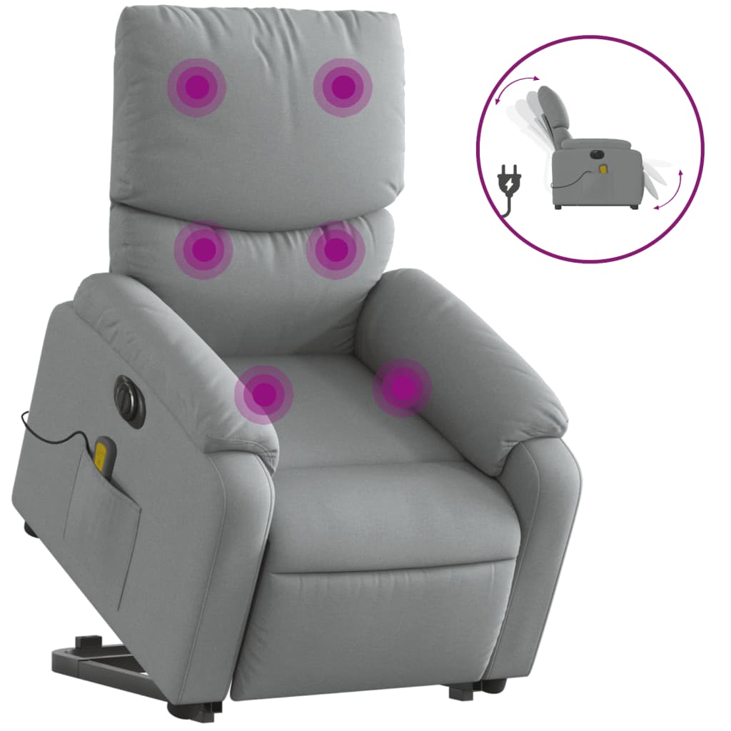 Sta-Op-Massagestoel Stof Lichtgrijs Ja Elektrisch verstelbaar