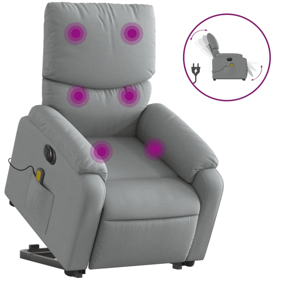 Sta-Op-Massagestoel Stof Lichtgrijs Ja Elektrisch verstelbaar