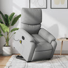 Electric Adjustable Reclining Massage Chair, Fabric, Light Grey
