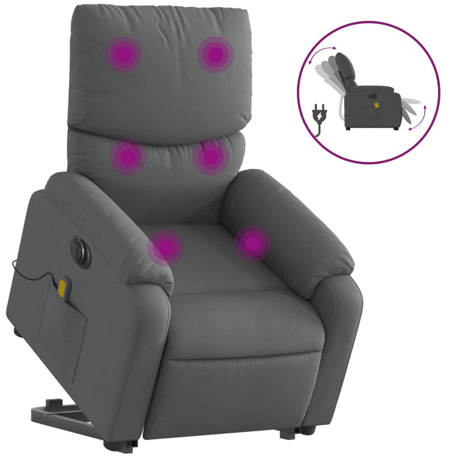 Sta-Op-Massagestoel Stof Donkergrijs Ja Elektrisch verstelbaar