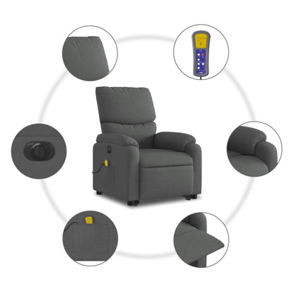 Sta-Op-Massagestoel Stof Donkergrijs Ja Elektrisch verstelbaar